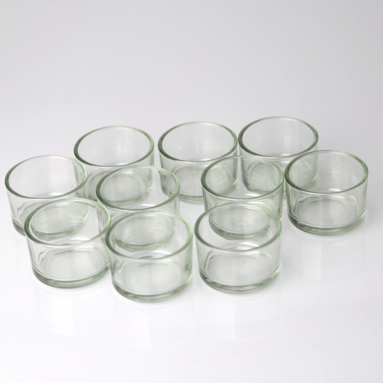 Wholesale D:52mm * H:33mm Mini Candlesticks Empty Glass Candle Jars Small Tea Wax Glass Candle Stand Round Candle Glass