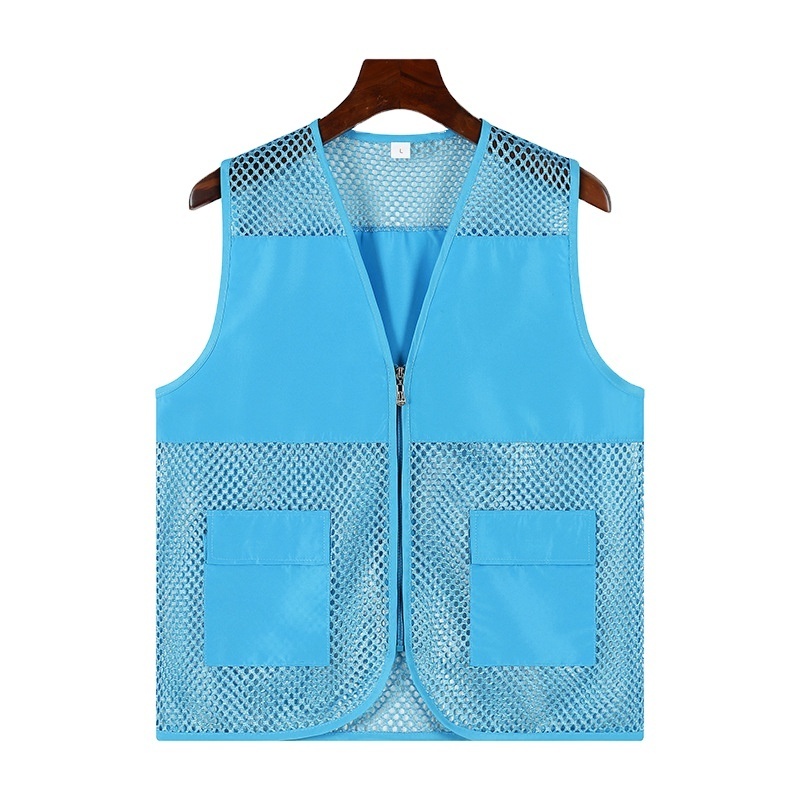 customized oem men two pocket fishnet vest volunteer workwear spot work safety work cloth mens vests waistcoats reflective vest