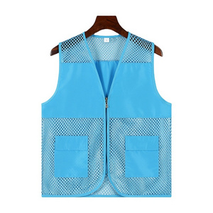 customized oem men two pocket fishnet vest volunteer workwear spot work safety work cloth mens vests waistcoats reflective vest