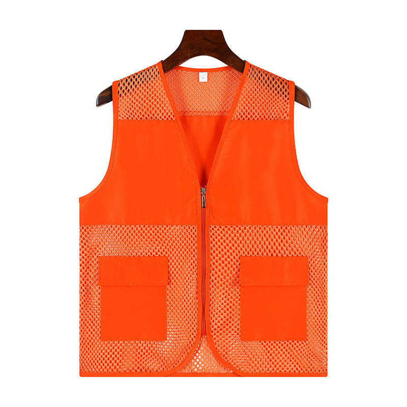 customized oem men two pocket fishnet vest volunteer workwear spot work safety work cloth mens vests waistcoats reflective vest