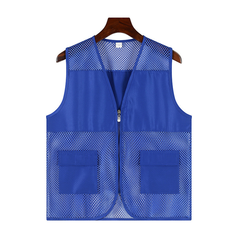 customized oem men two pocket fishnet vest volunteer workwear spot work safety work cloth mens vests waistcoats reflective vest