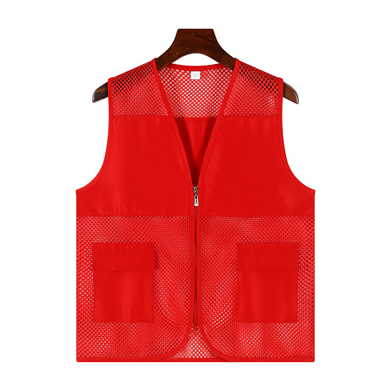 customized oem men two pocket fishnet vest volunteer workwear spot work safety work cloth mens vests waistcoats reflective vest