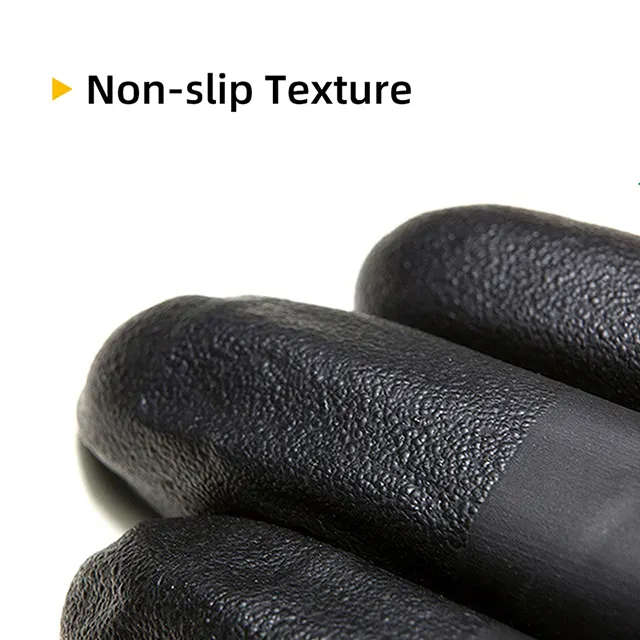 High quality 9 inches full textured 5mi tattoo beauty salon manicure nail heavy duty mechanical thick black nitrile gloves