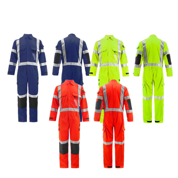 High Quality Labor Protection Workwear Workshop Coveralls Cotton Polyester Reflective Strip Traffic Road Safety Work Jumpsuit