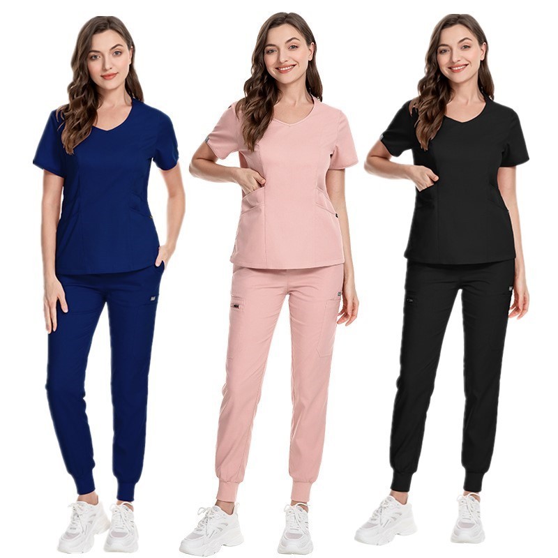 High quality hand washing clothes beauty salon SPA Doctor surgical suit set short sleeve V-neck dental nurse uniform suit