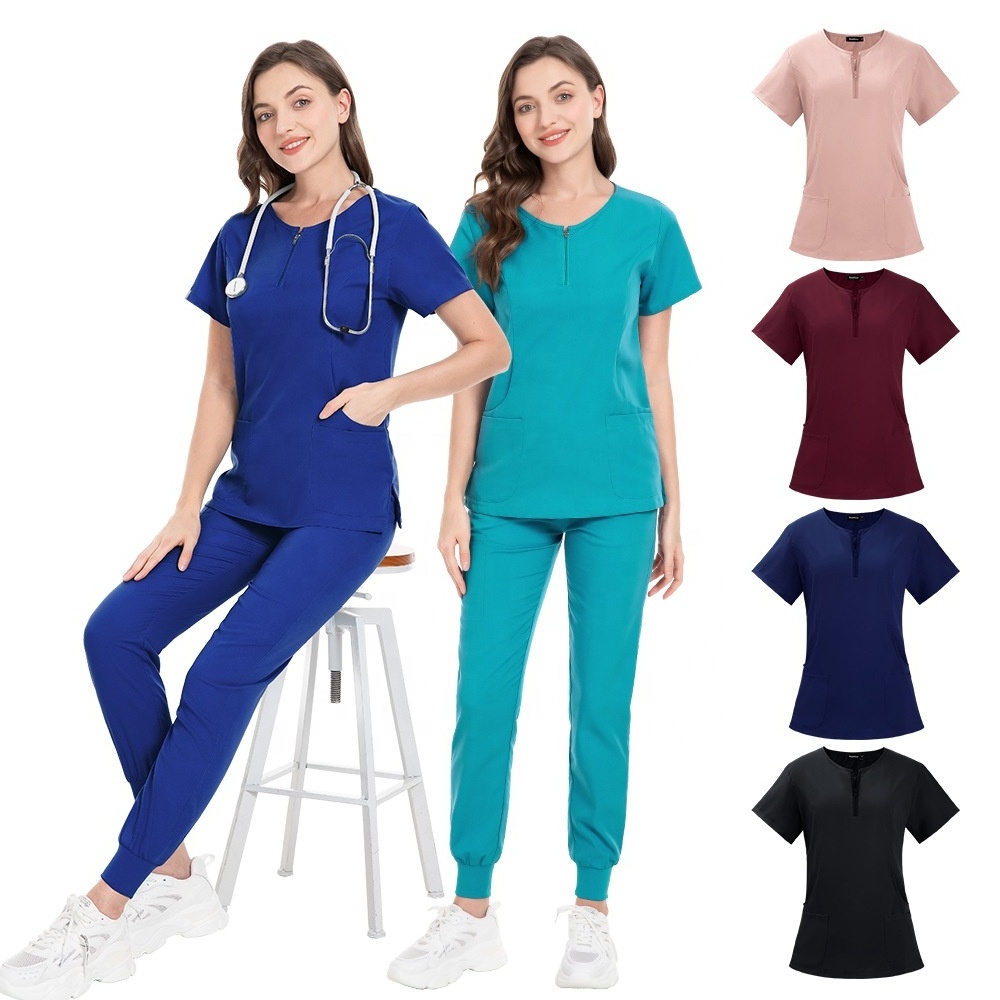 Wholesale polyester rayon spandex elastic custom logo girls hospital uniforms scrubs for women medical lab coats nurse uniform