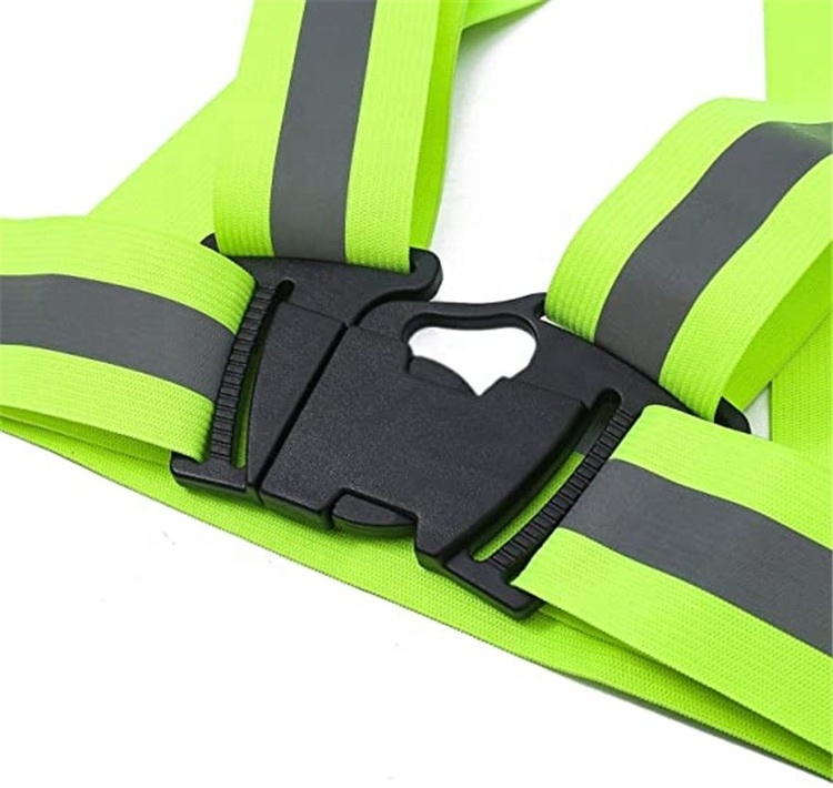 OEM Logo Custom Outdoor Night Running Riding Dog Walking Elastic Adjustable Reflective fluorescent Safety Vest Straps Gear