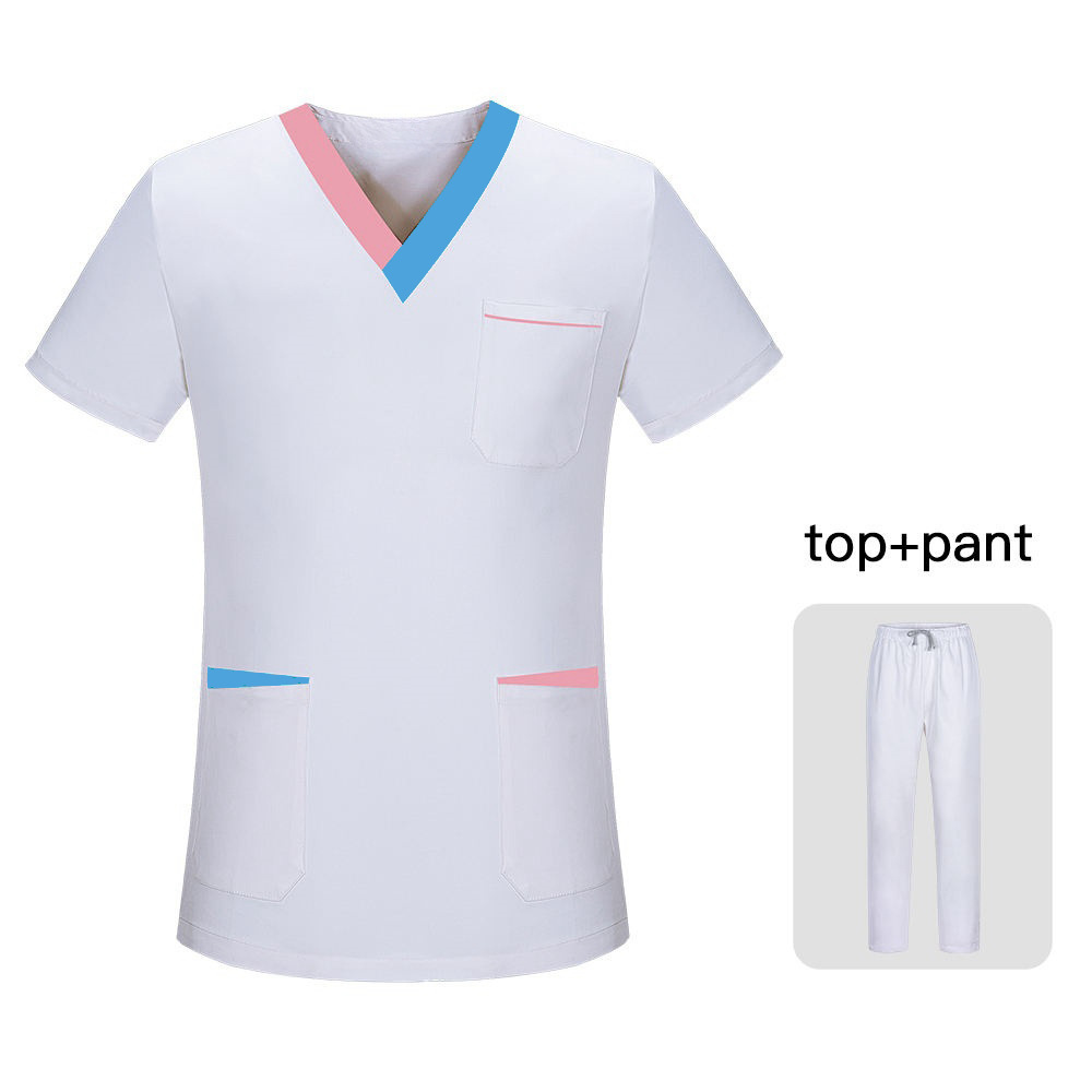 oem customized logo design Nursing scrub women's summertime slim fitting dental overcoats hand washing shirts with short sleeves