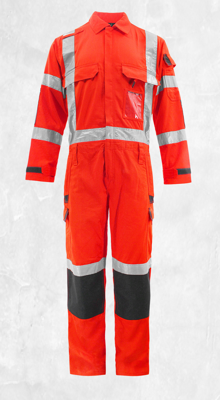 High Quality Labor Protection Workwear Workshop Coveralls Cotton Polyester Reflective Strip Traffic Road Safety Work Jumpsuit