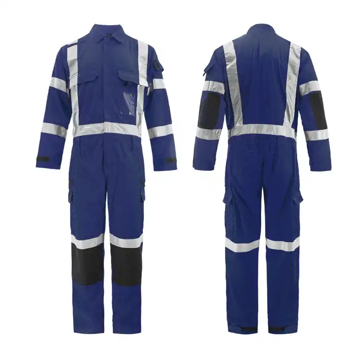 High Quality Labor Protection Workwear Workshop Coveralls Cotton Polyester Reflective Strip Traffic Road Safety Work Jumpsuit