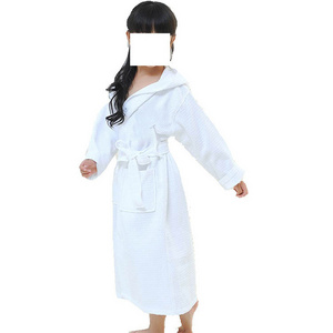 oem customized logo pure cotton children bathrobe thin waffle absorbent swimming male female children bathrobe