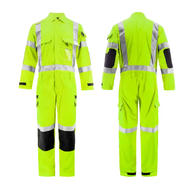 High Quality Labor Protection Workwear Workshop Coveralls Cotton Polyester Reflective Strip Traffic Road Safety Work Jumpsuit