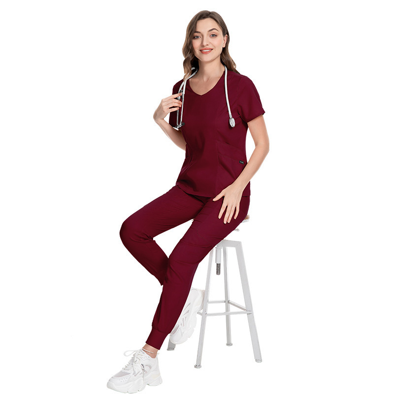 High quality hand washing clothes beauty salon SPA Doctor surgical suit set short sleeve V-neck dental nurse uniform suit