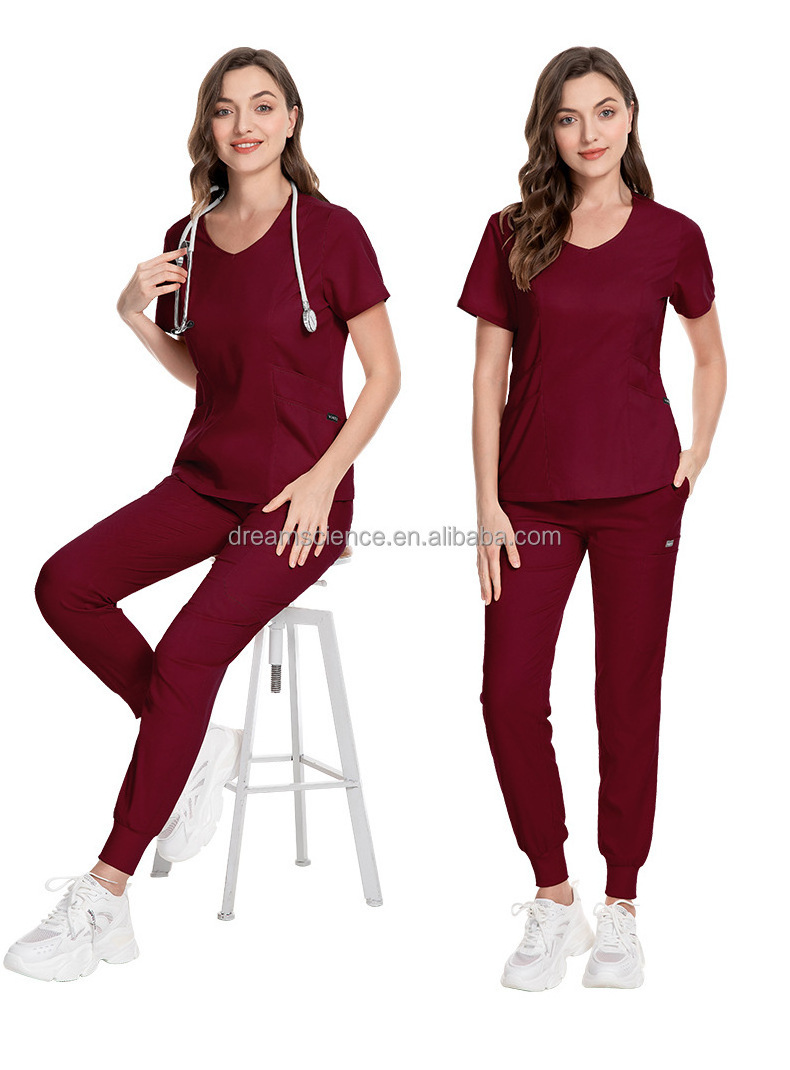 High quality hand washing clothes beauty salon SPA Doctor surgical suit set short sleeve V-neck dental nurse uniform suit