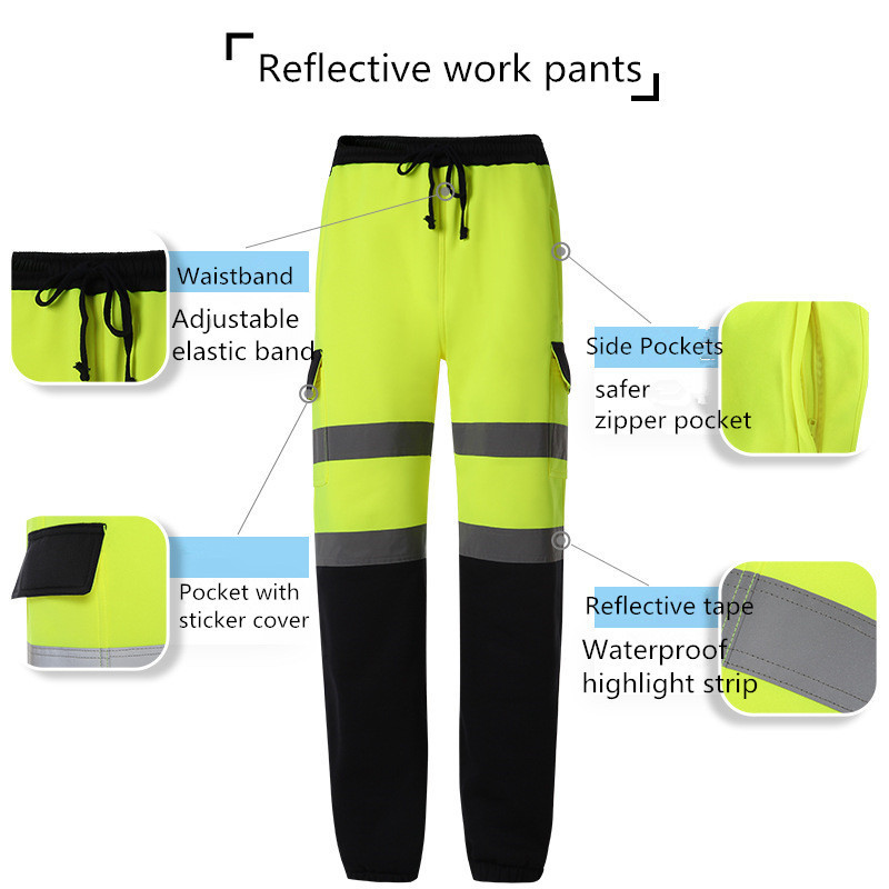 Custom logo multi-pockets hi vis reflective winter safety work pants Construction work warm reflective pants safety work clothe