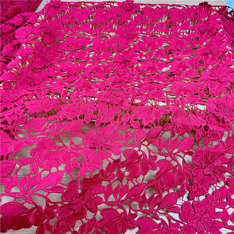 Fushia Guipure/Cord lace Wedding Embroidery lace Fabric