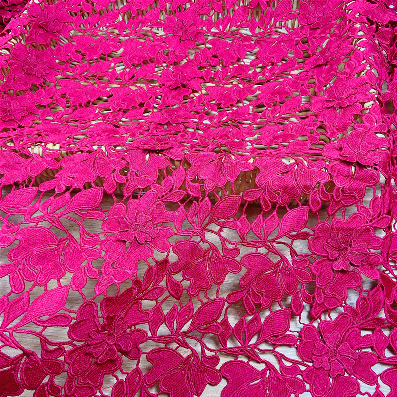 Fushia Guipure/Cord lace Wedding Embroidery lace Fabric