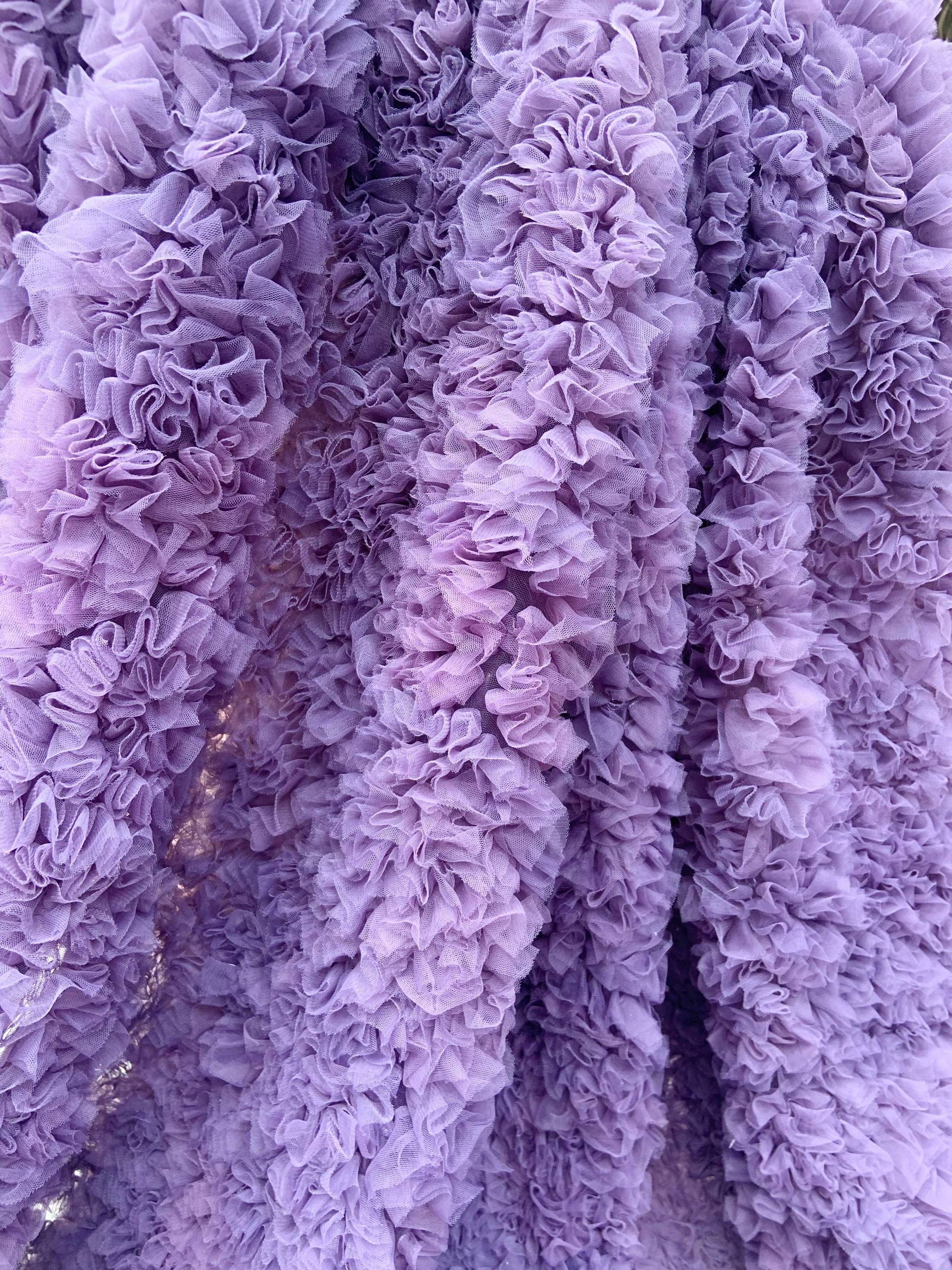 Tie Dye Style Purple Puffy Ruffle Fabric Tulle Net Ruffle Cake Dress lace fabric