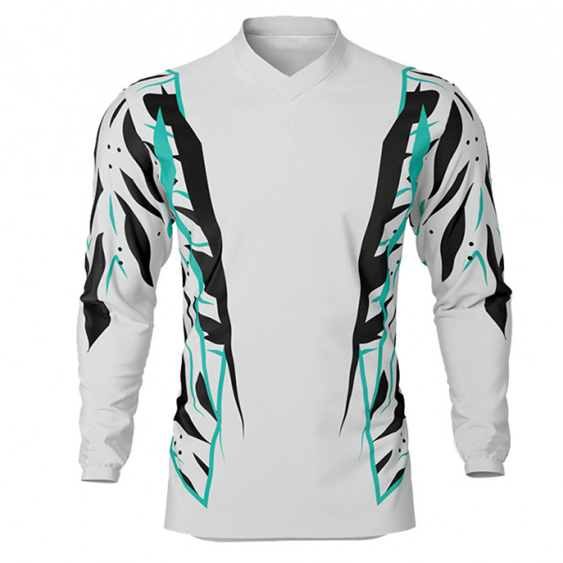 100%polyester fabric wholesale blank sublimation unisex high quality custom design quick dry long sleeve motocross jersey