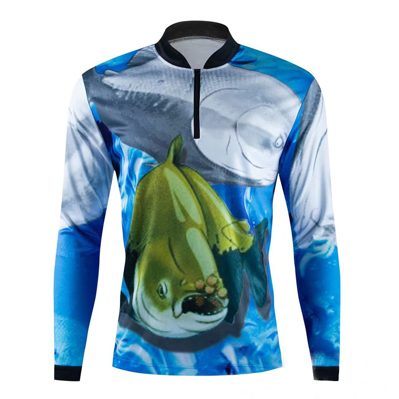 wholesale custom sublimated men uv protection quick dry long sleeve fishing shirts