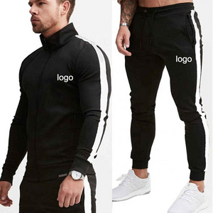 European Size Soccer Tracksuit Full Zipper Men's High Quality OEM Winter Workout Casual Plain Tracksuit