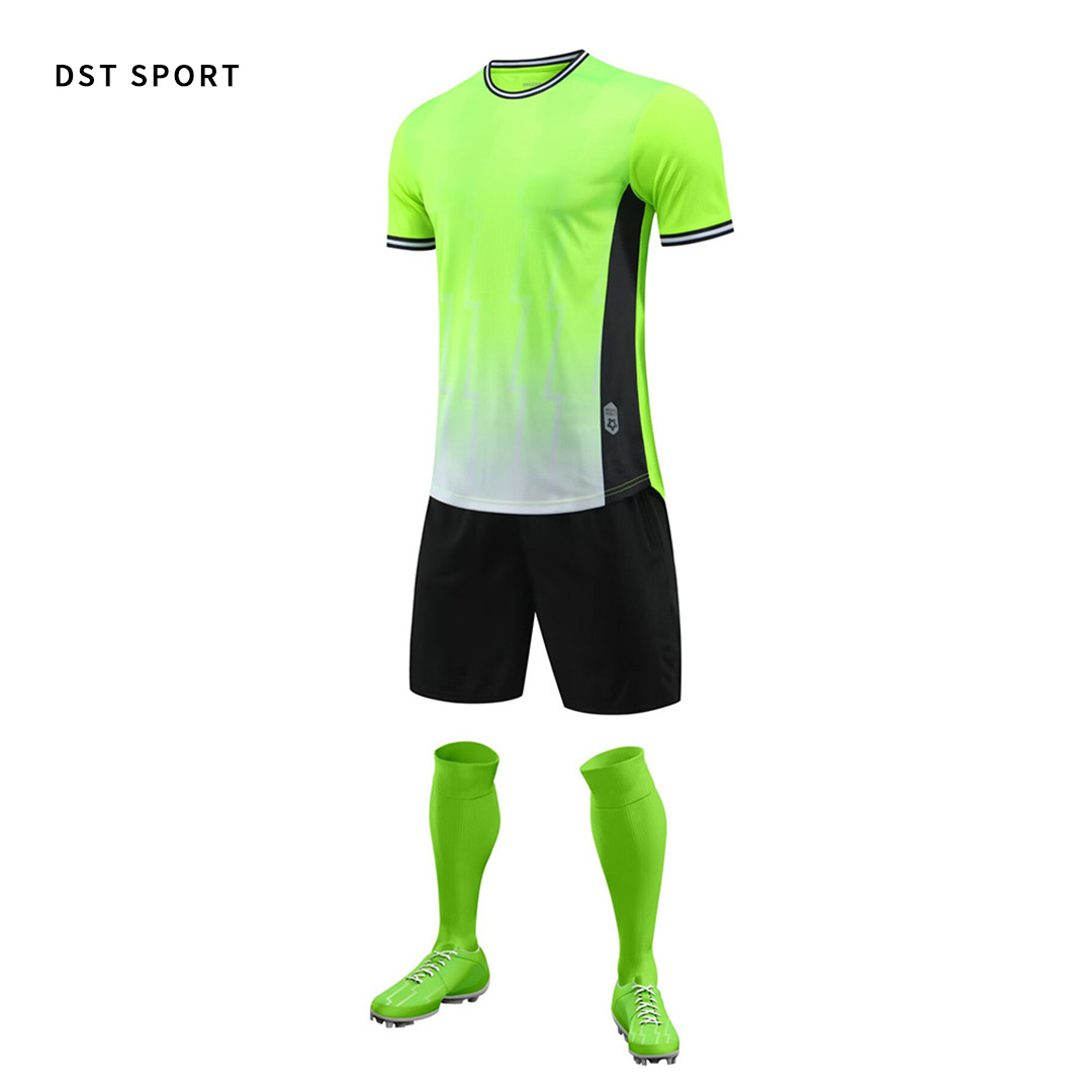 High Quality Green Soccer Uniforms white Custom Logo Men Quick Dry soccer Jersey