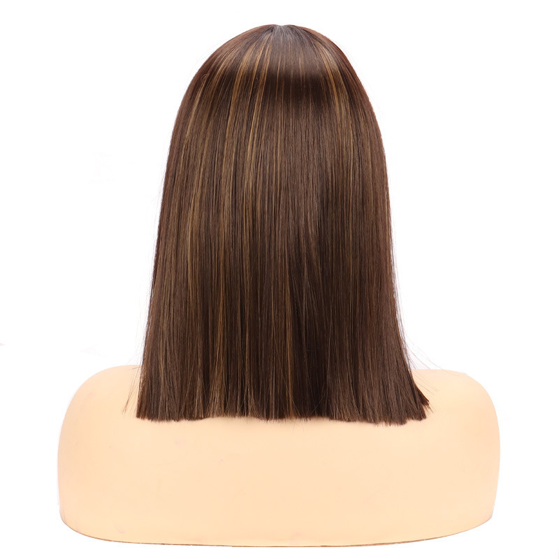 Hot Selling Piano Color Synthetic Hair Wig Little Lace Wig High Ffiber Synthetic Wig 14 Inches