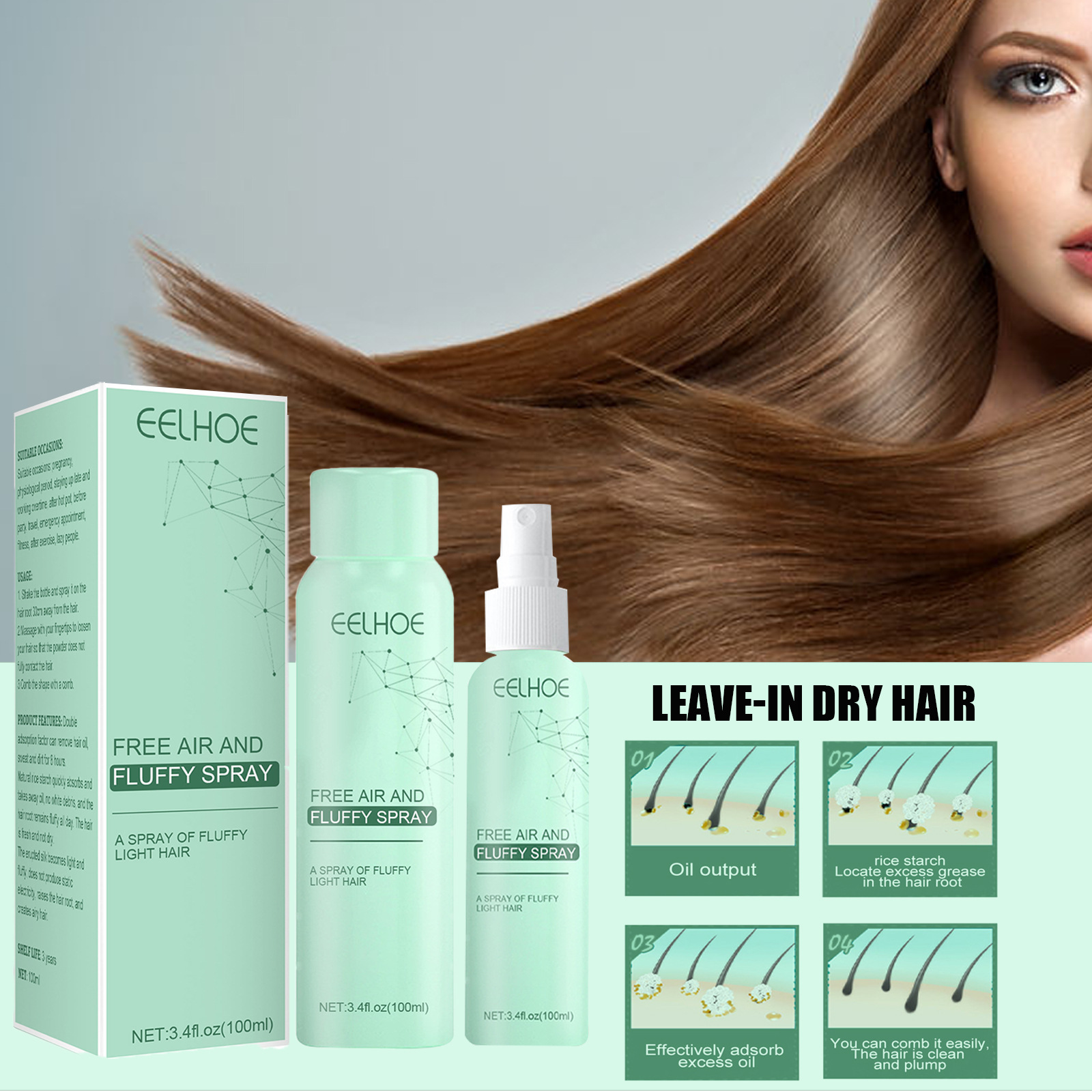 Wholesale Dry Hair Spray Air Fluffy Feeling Degreased Head Dry Hair Volume Lazy Free Air And Fluffy Spray