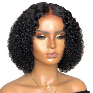 Wholesale Black Mid Cut Short Curly Hair Popular Deep Curl Synthetic Wig