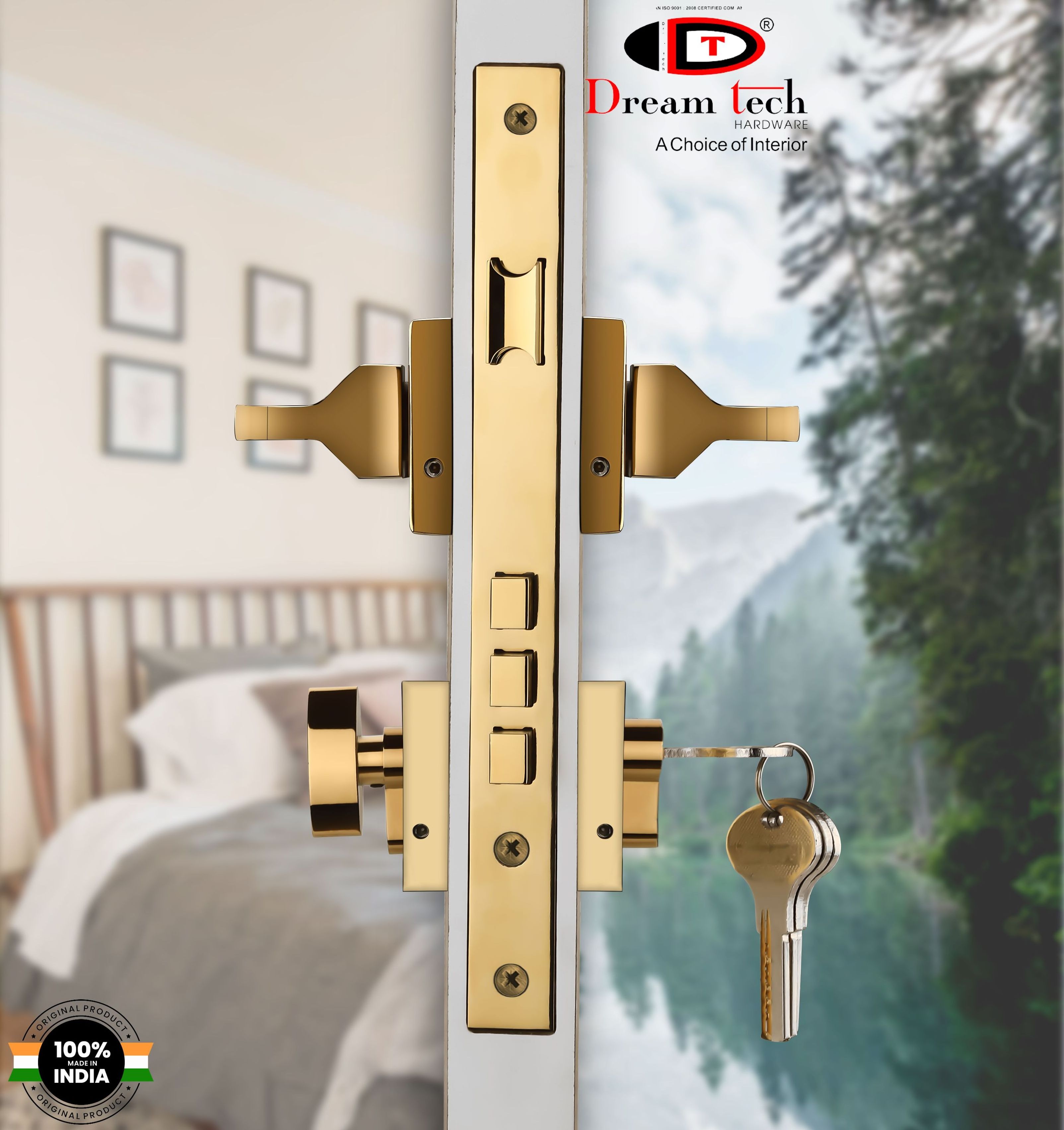 New Arrival Factory Price Gold (PVD) Mortise Door Handle with Lock Use in Home Hotel and Restaurant Door