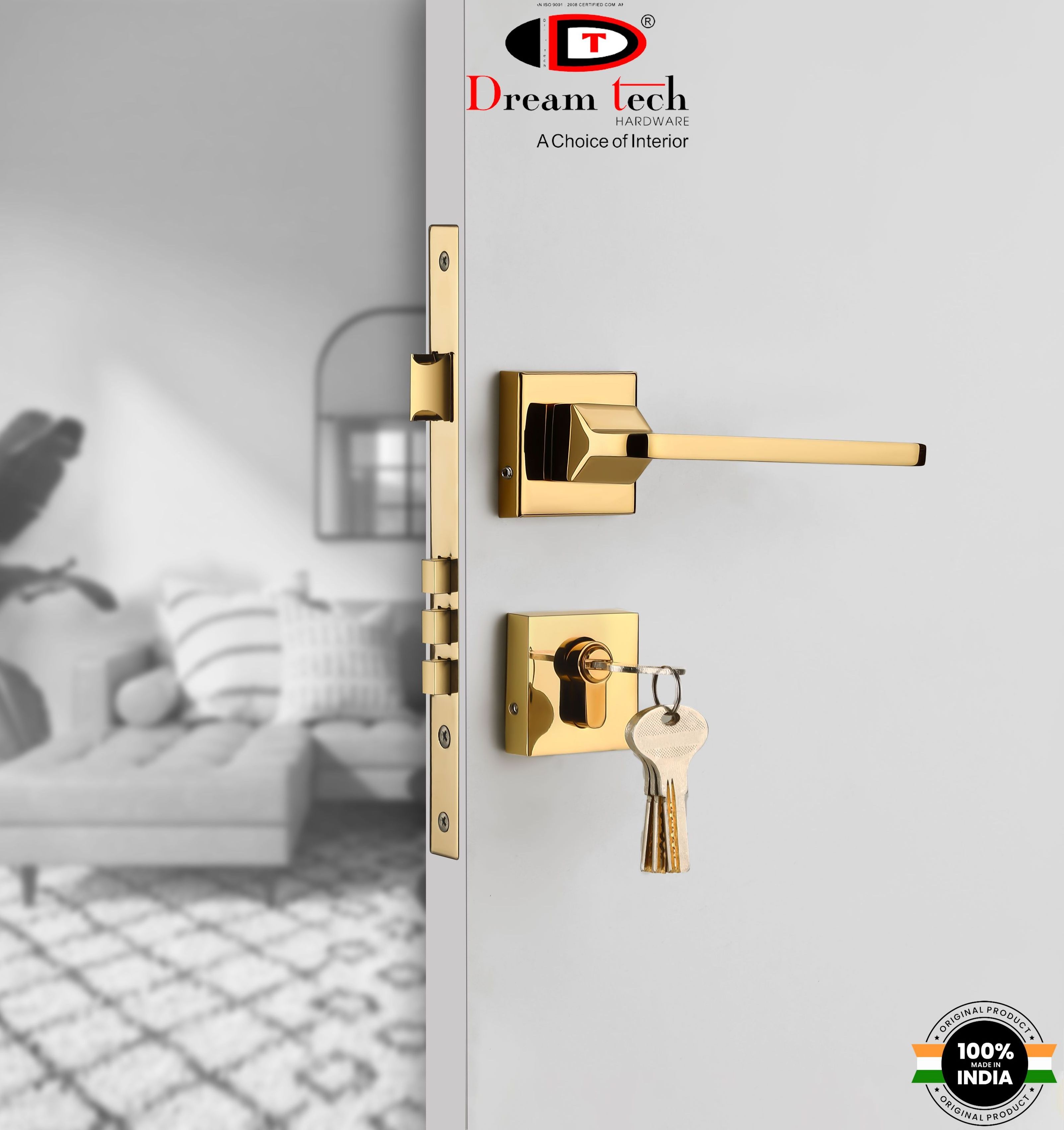 New Arrival Factory Price Gold (PVD) Mortise Door Handle with Lock Use in Home Hotel and Restaurant Door