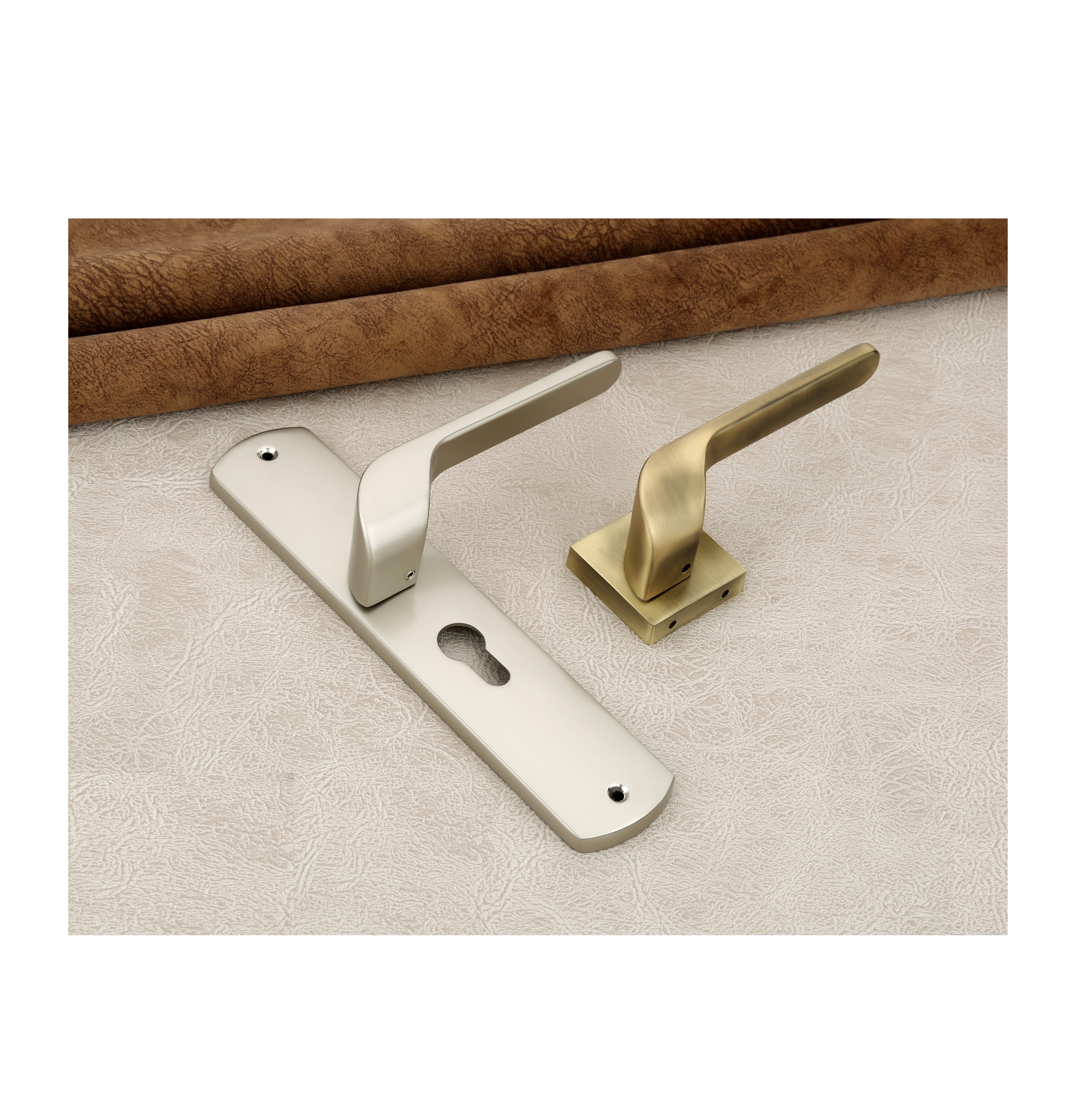 Direct Factory Supply Zinc Alloy Satin Mortise Door Handle with Lock for Office Mall and Building Application from India