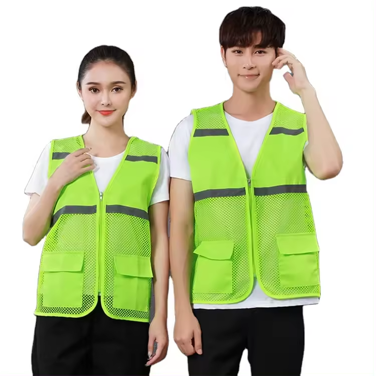 Outdoor Work wear Custom Logo Team Uniform Vest Quick Dry Road Safety Mesh Vest Clothing Fluorescent Reflective Safety Vest