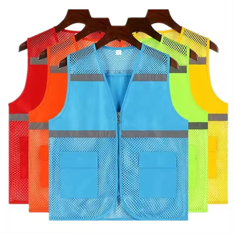 Outdoor Work wear Custom Logo Team Uniform Vest Quick Dry Road Safety Mesh Vest Clothing Fluorescent Reflective Safety Vest