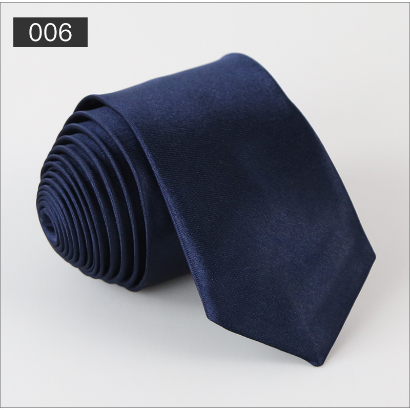 Formal polyester casual fashion hand tie solid color narrow version glossy red black navy men's polyester silk tie wholesale