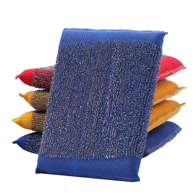 Household stainless steel cleaning cloth kitchen dishwashing sponge scouring pad scrub sponge wash scrubbing king scrub sponges