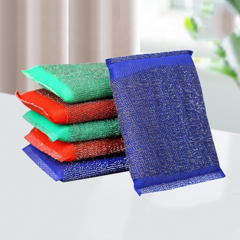 Household stainless steel cleaning cloth kitchen dishwashing sponge scouring pad scrub sponge wash scrubbing king scrub sponges