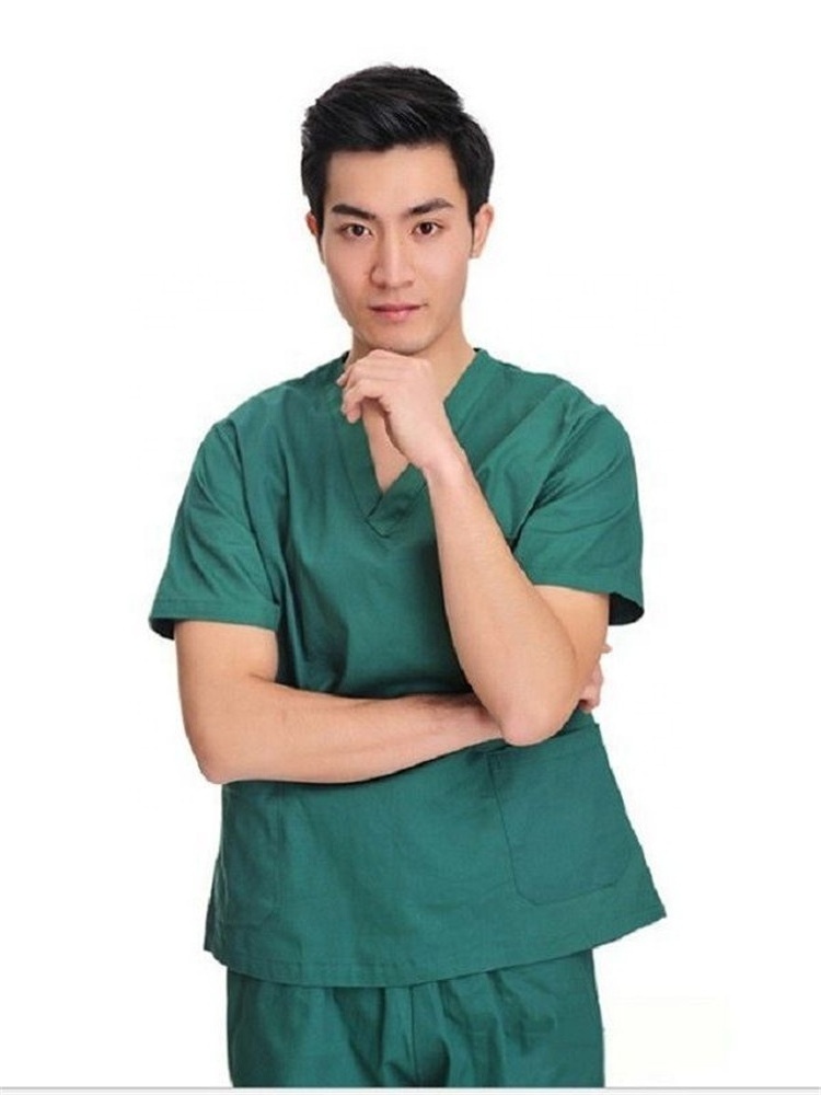 oem logo custom uniform top pant set short sleeve hospital staff men women nursing nurse signature 100% cotton scrub scrubs