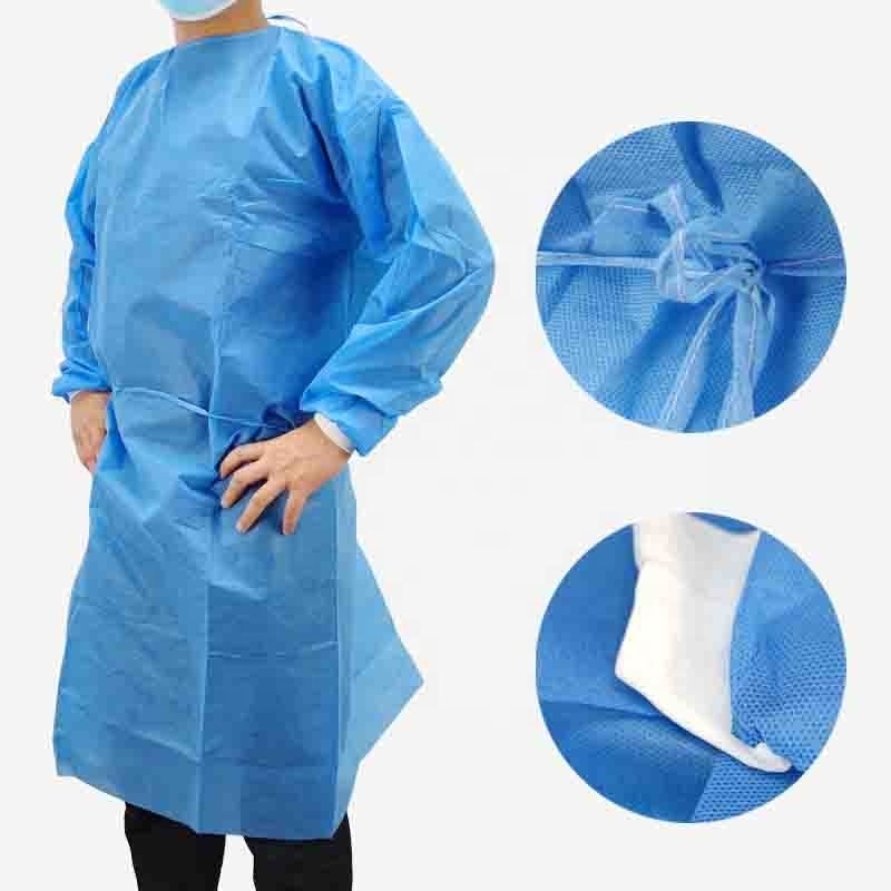 High quality professional non-medical non-woven waterproof coverall lab coat custom logo pharmacy Isolation gown protect gown