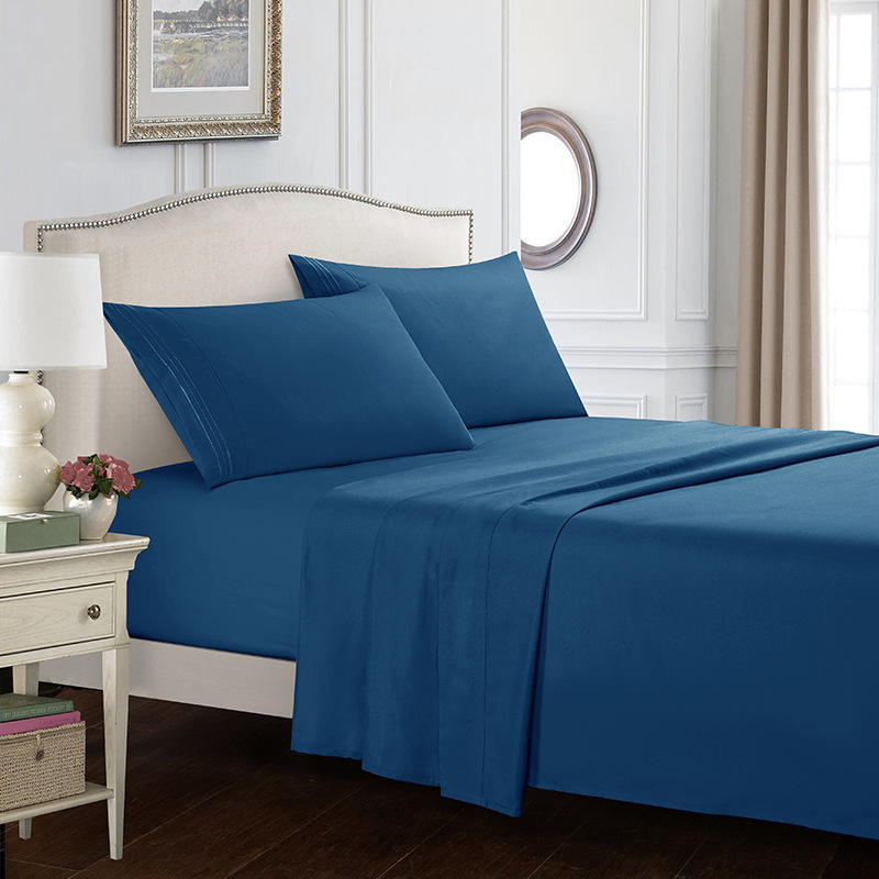 embroidery brushed microfiber  soft polyester  3 pcs4 pcs Flat Sheet Fitted Sheet hotel bed bedding set home bedding set