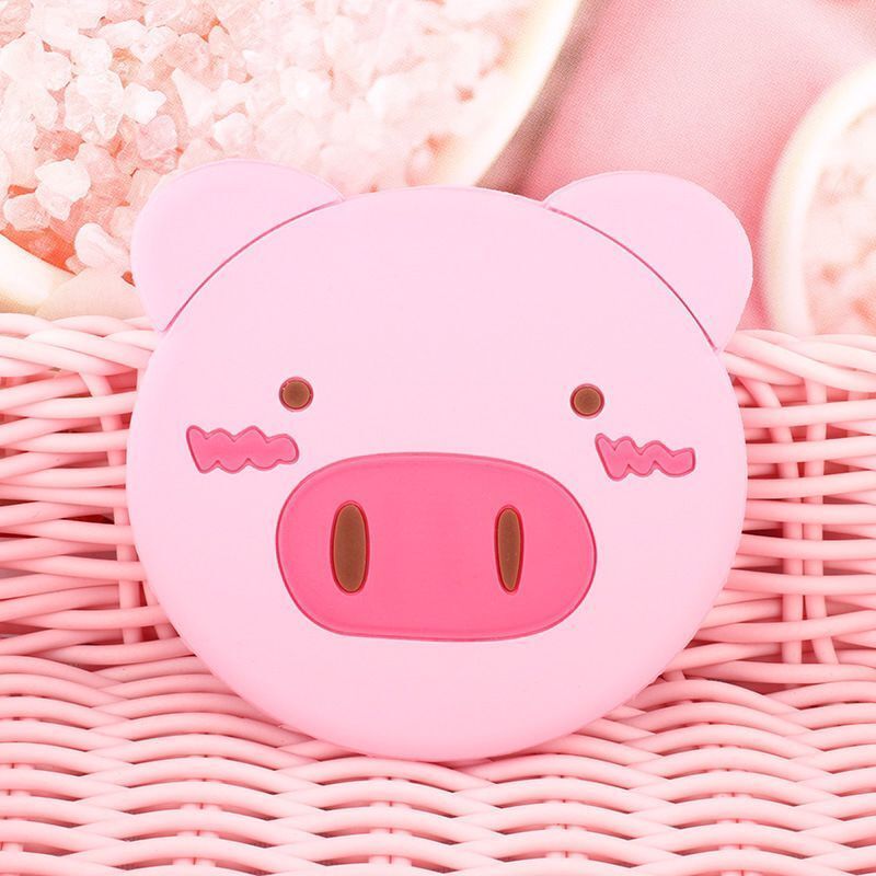 free sample cartoon cute pig portable silicone makeup pocket mirror