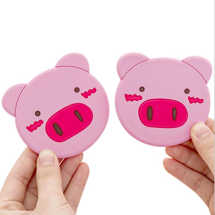 free sample cartoon cute pig portable silicone makeup pocket mirror