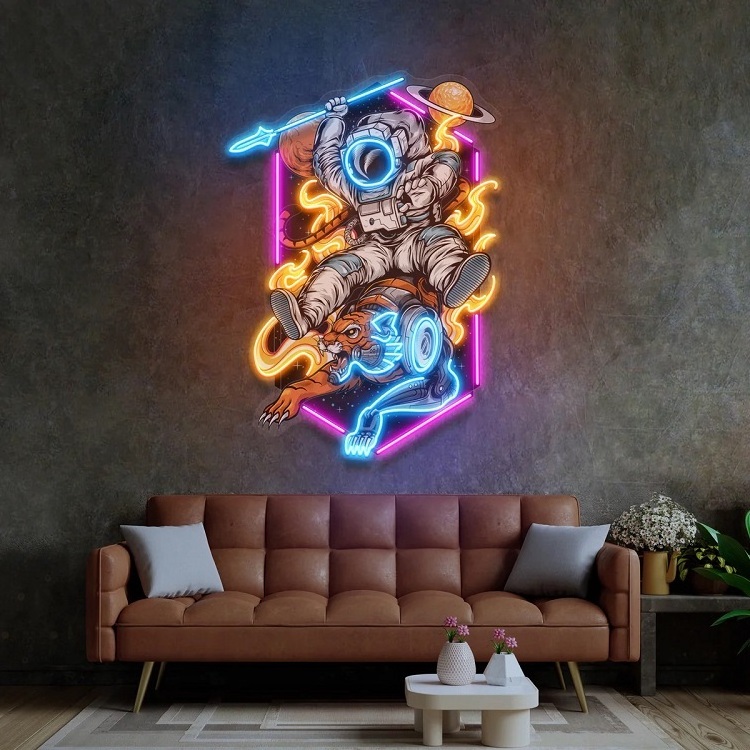 Guangzhou Factory Custom Made Led Signs Illuminated Wall Art 3D Logo UV Print Neon Light Creative Led Neon Sign