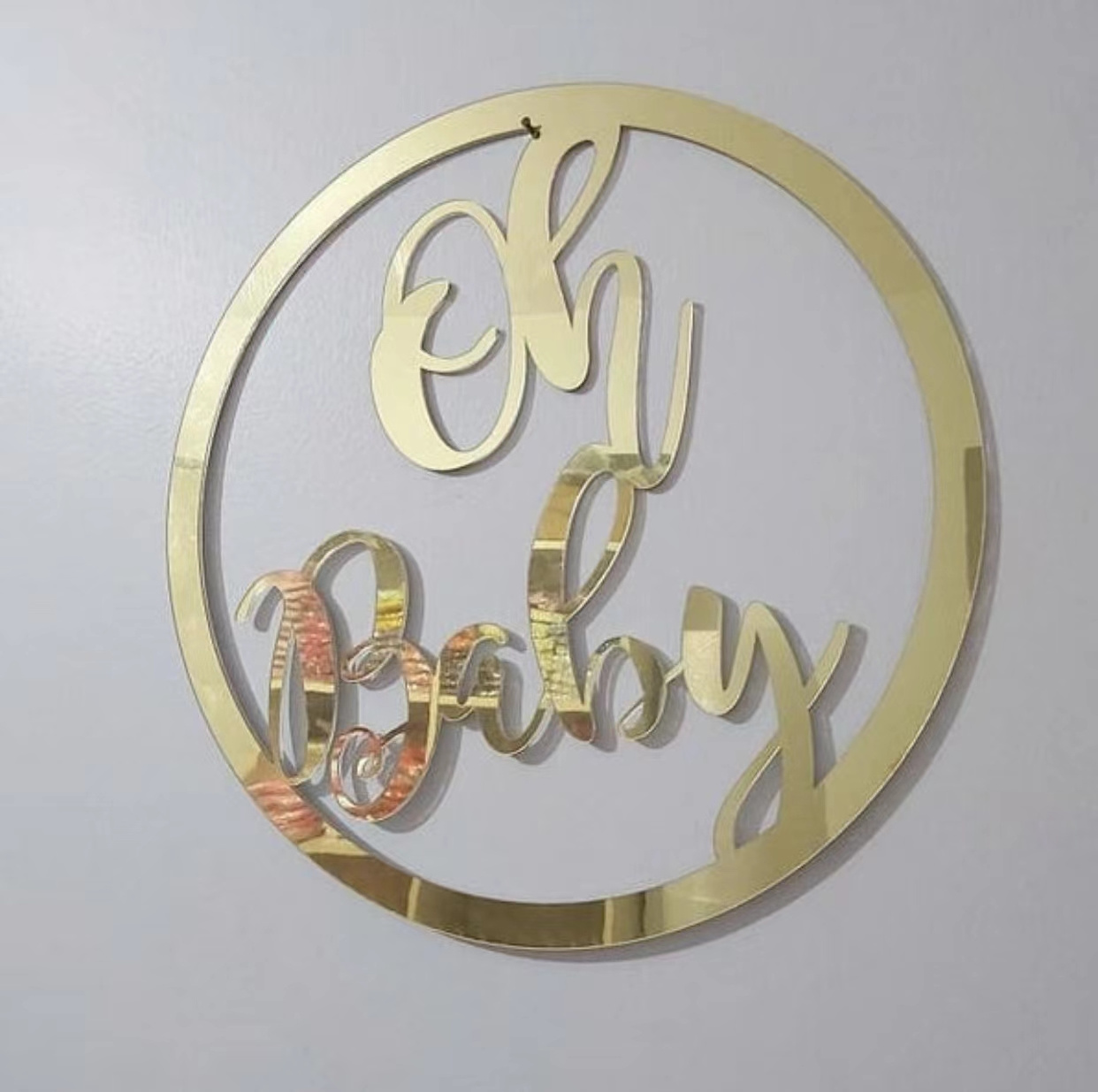 Personalized Custom Gold Mirror Acrylic Wedding Sign Circle Name Wall Sign for Wedding Photo Props Backdrop Decors