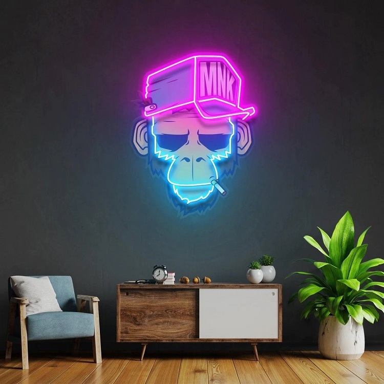 Guangzhou Factory Custom Made Led Signs Illuminated Wall Art 3D Logo UV Print Neon Light Creative Led Neon Sign