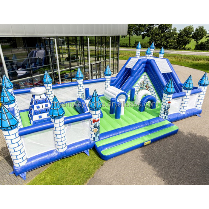 Blue castle inflatable playground for kids, giant air playground inflatable for kids