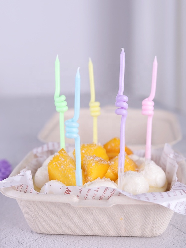 Funny Thin Pastel-Color with Twirl Spiral Middle Birthday Candles Likes Gesture