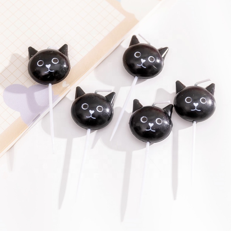 Fancy Korea Popular 3D Black Cat head Cake Candles Party Cartoon Cute Smile Candles for Cupcake Cake Topper