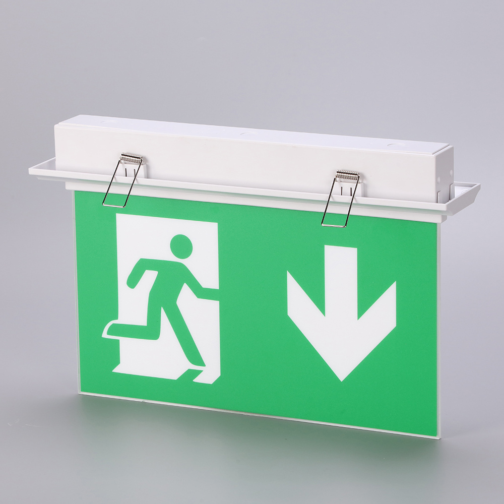 Ceiling Recessed Battery Operated Rechargeable Emergency Exit Sign Lighting LED Exit Light