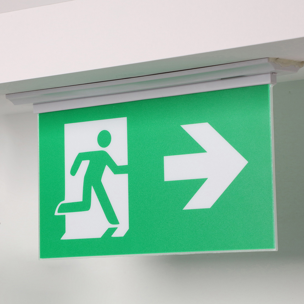 Ceiling Recessed Battery Operated Rechargeable Emergency Exit Sign Lighting LED Exit Light